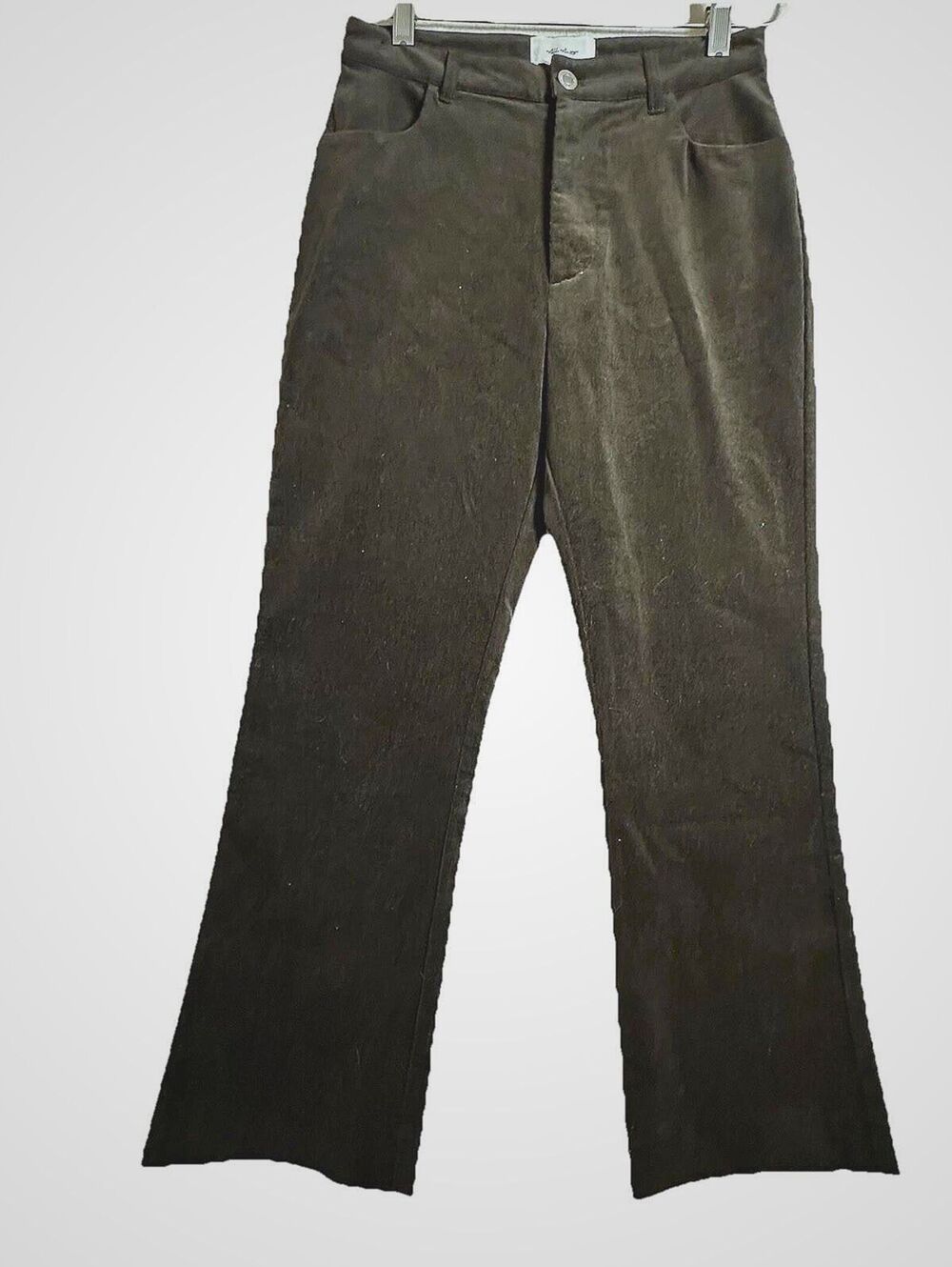 Chocolate Brown Micro Corduroy velvet grunge indie Trouser Pants boot leg Sz S